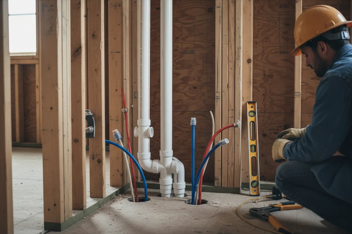 Drain and supply rough-in during Toilet Repair and Installation in Waltham